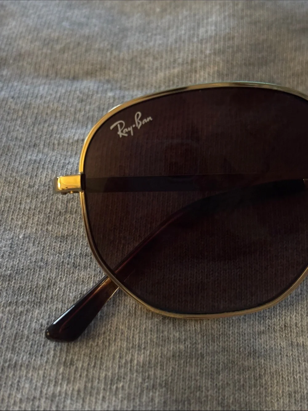 Ray-Ban Gold Frame Sunglasses with Brown Lenses